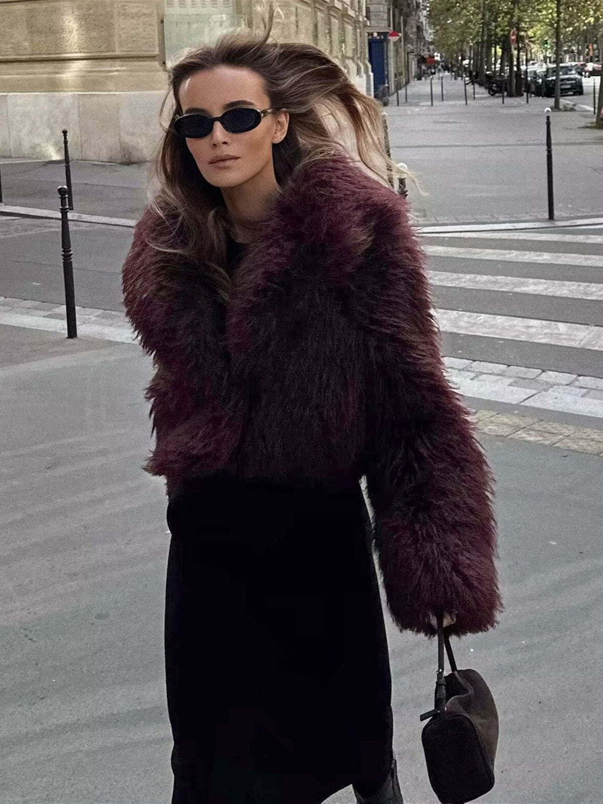 Mirelle Cropped Plush Faux Fur Coat