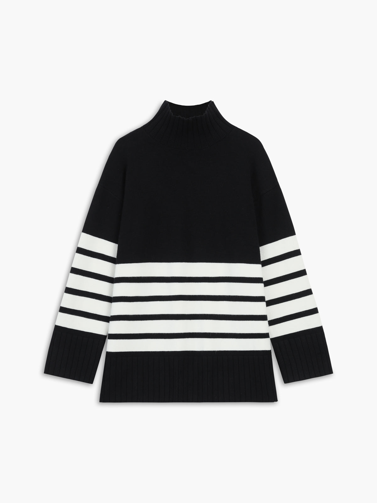 Miss Paris Mock Neck Stripe Sweater 5