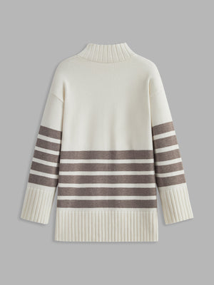 Miss Paris Mock Neck Stripe Sweater 8