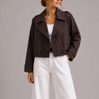 Monroe Cropped Double-Breasted Trench Jacket