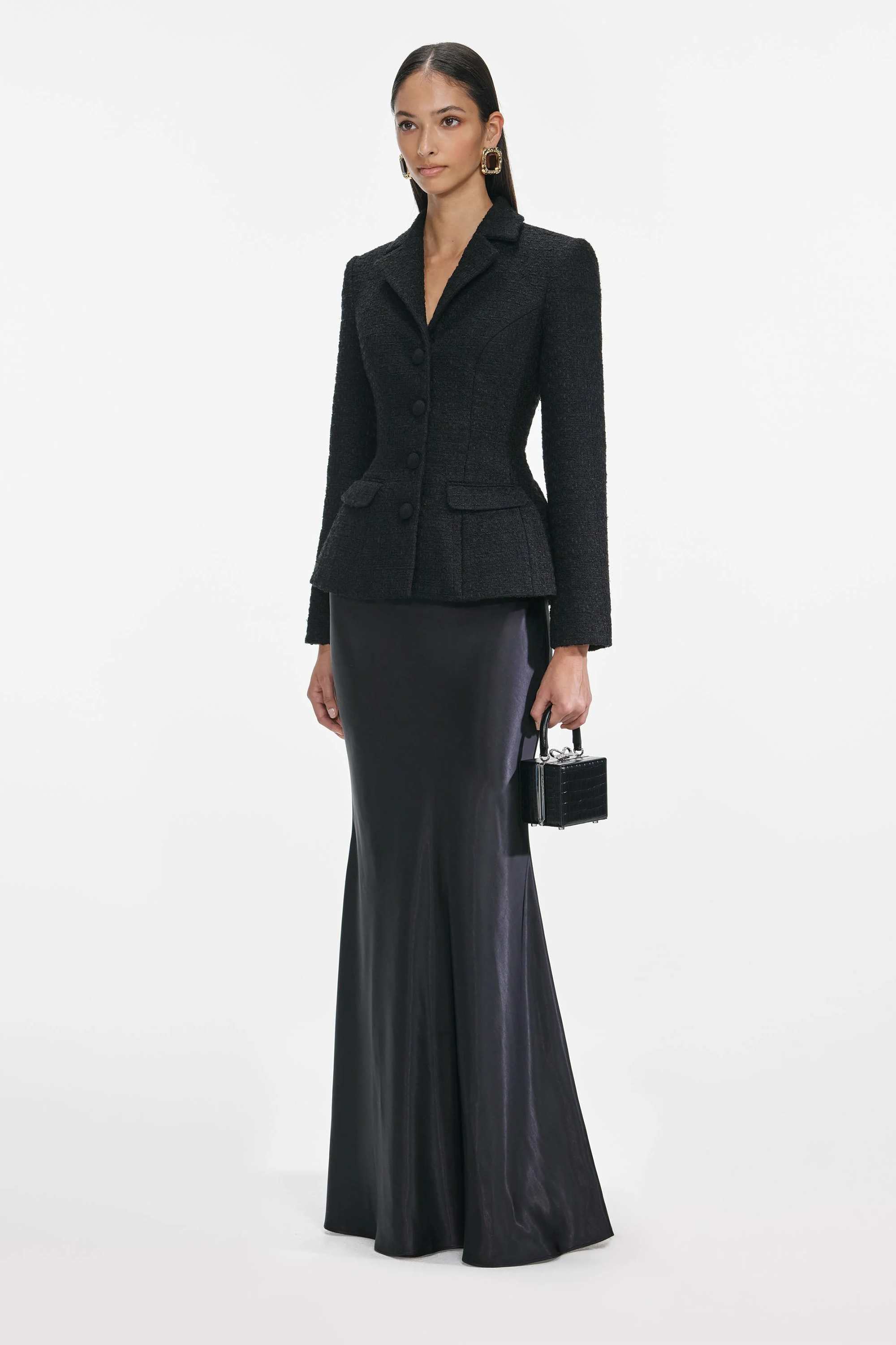Monroe Tweed Jacket & Satin Autumn Skirt Set