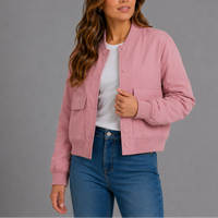 Natalie Snap-Button Utility Bomber Jacket
