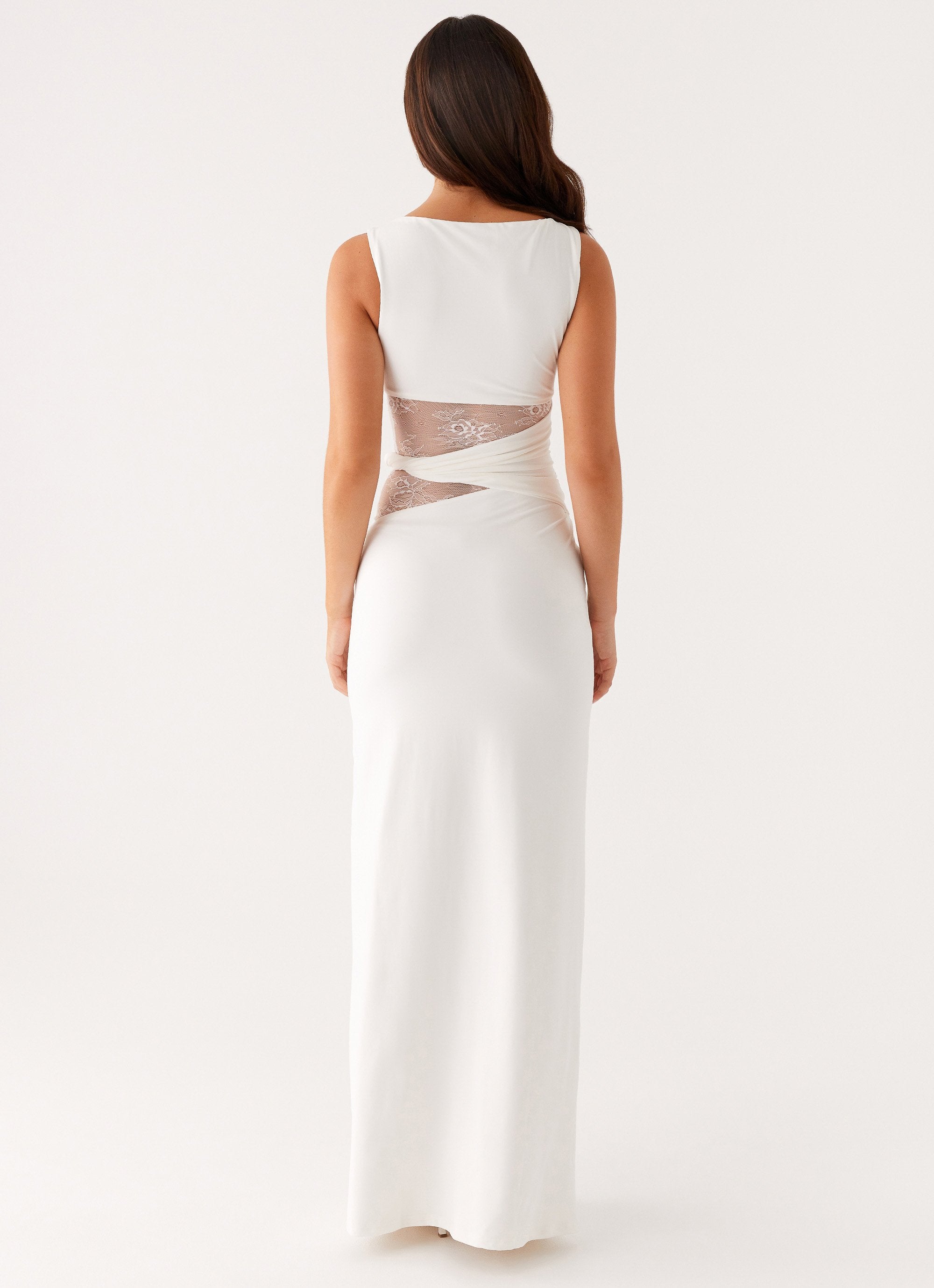 Noiré Lace Illusion Evening Maxi Dress
