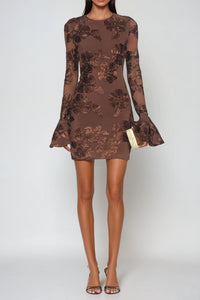 Novelle Floral Mesh Mini Dress Cocktail