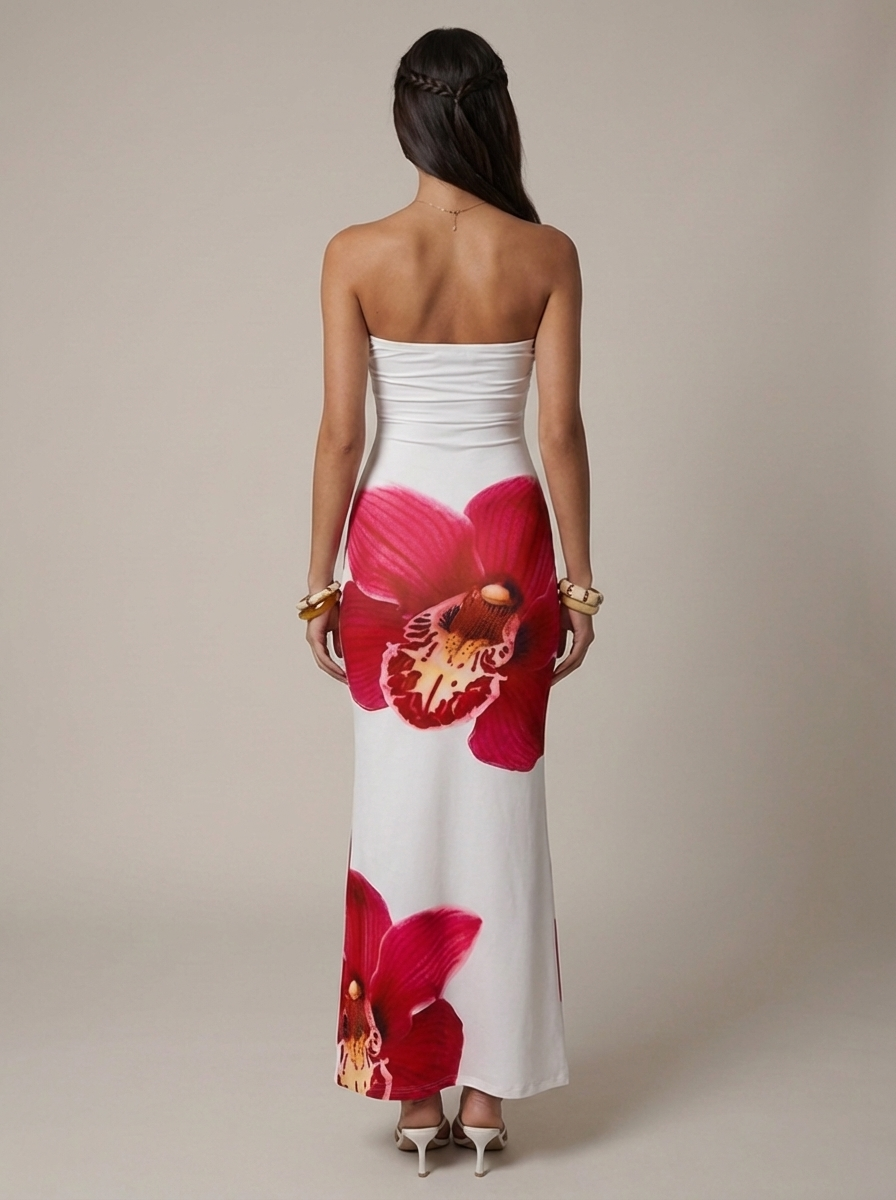 Novelle Strapless Floral Print Maxi Dress