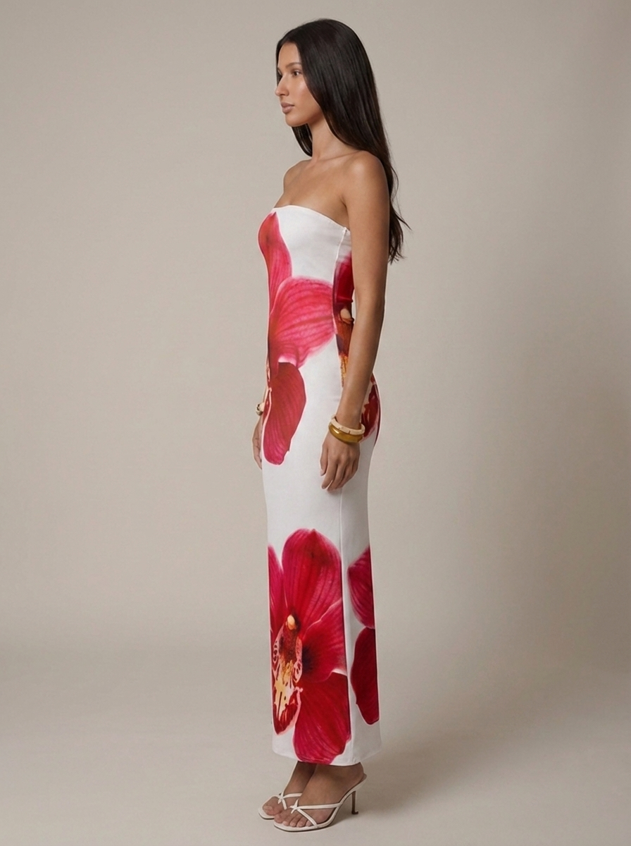 Novelle Strapless Floral Print Maxi Dress