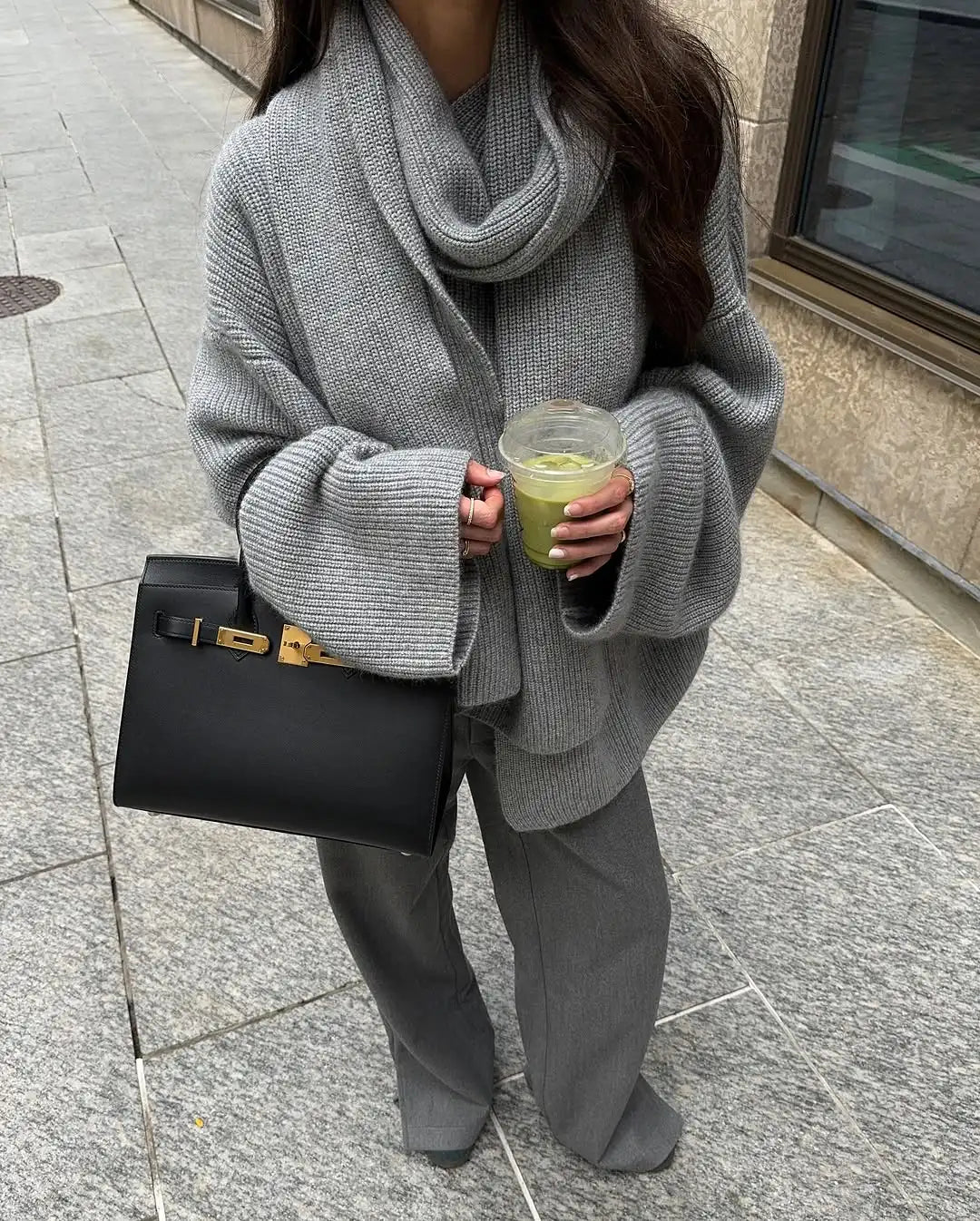 Odette Oversized Knit Sweater Scarf Set