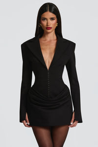 Ottilia Corseted Draped Hip Blazer Mini Dress