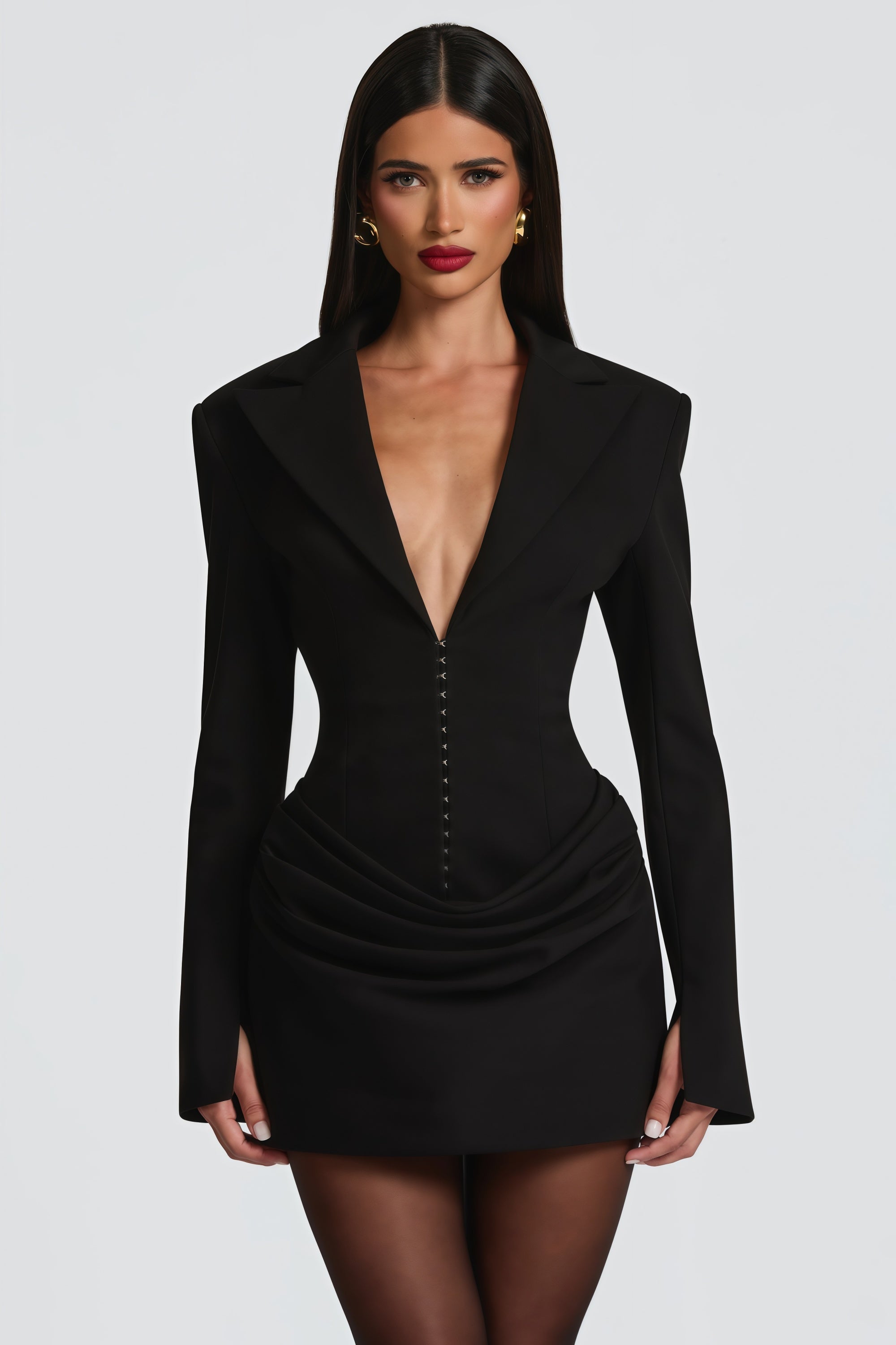 Ottilia Corseted Draped Hip Blazer Mini Dress