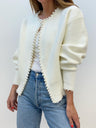 Pearl Trim Ripped Hem Cardigan 0