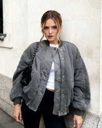 Rosabelle Oversized Quilted Bomber Jacket