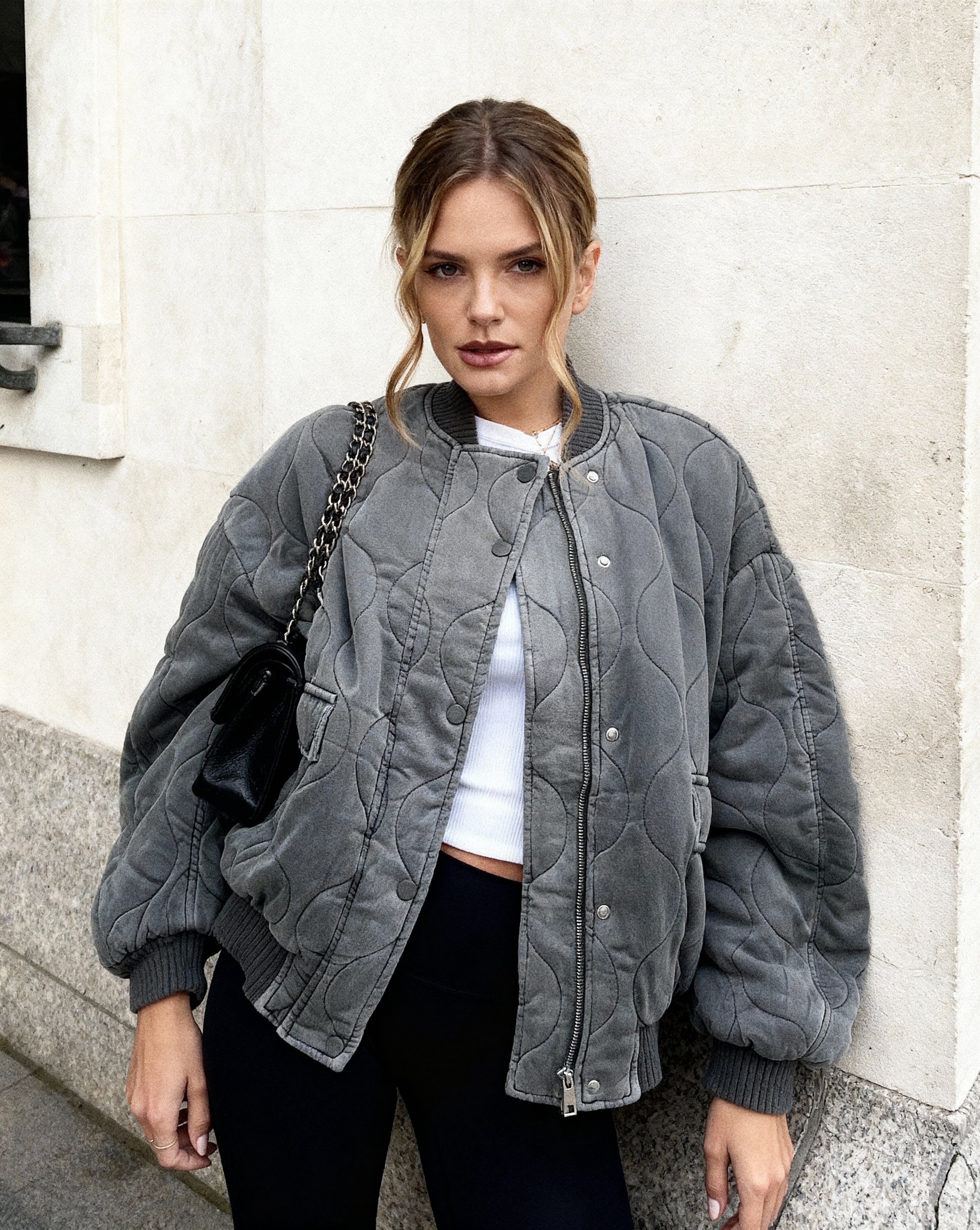 Rosabelle Oversized Quilted Bomber Jacket