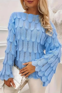 Rosalia Textured Feather-Knit Bell-Sleeve Sweater