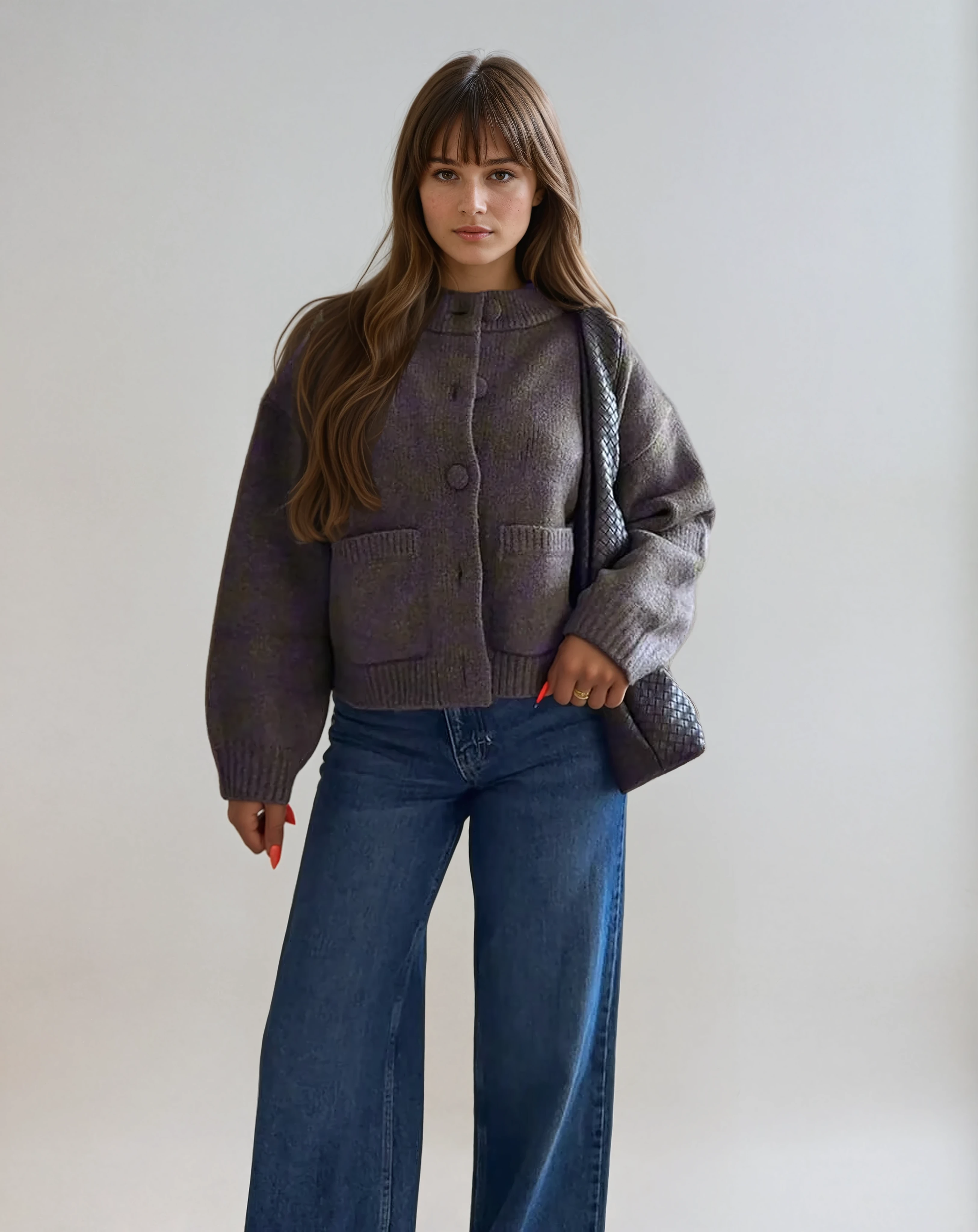 Rosalie Soft Round-Neck Knit Cardigan