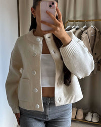 Rosalie Soft Round-Neck Knit Cardigan