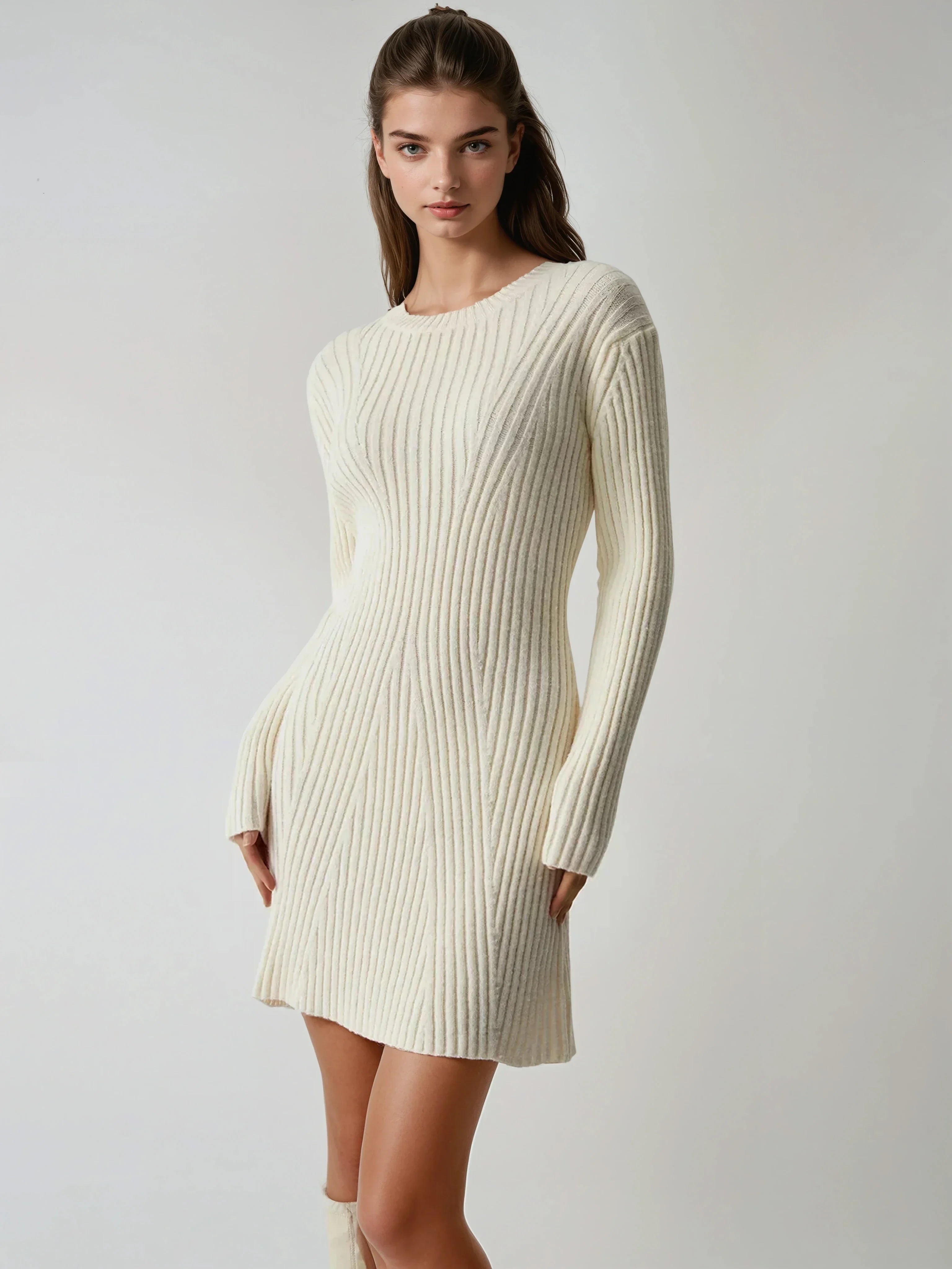 Rosaline Ribbed Knit Sweater Mini Dress