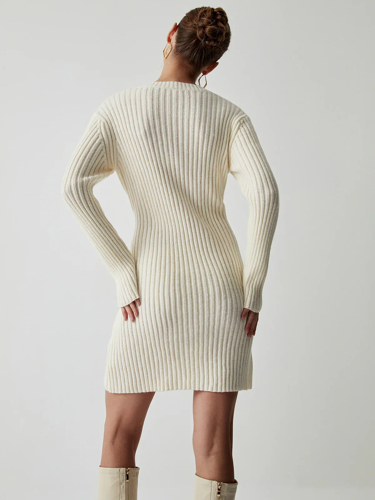 Rosaline Ribbed Knit Sweater Mini Dress