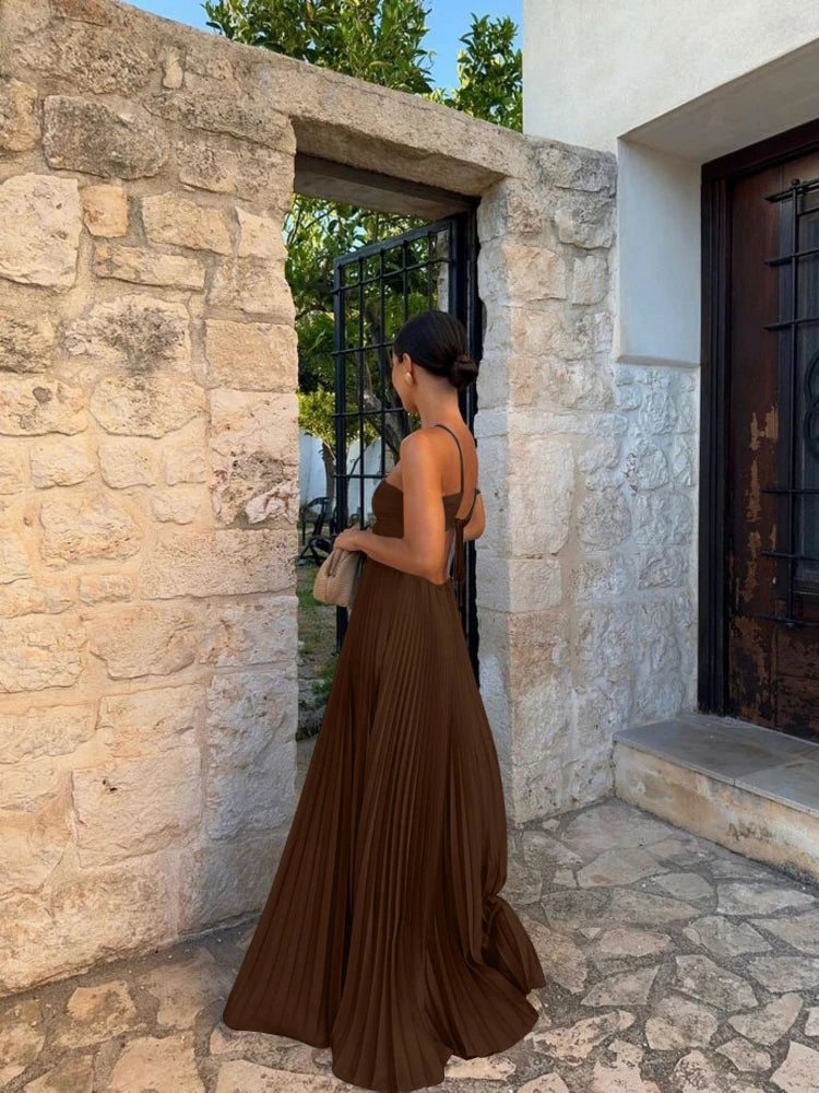 Rosavelle Halter Pleated Midi Dress