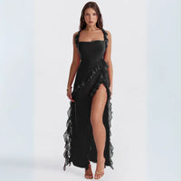 Rosavelle Ruffle Slit Evening Maxi Dress