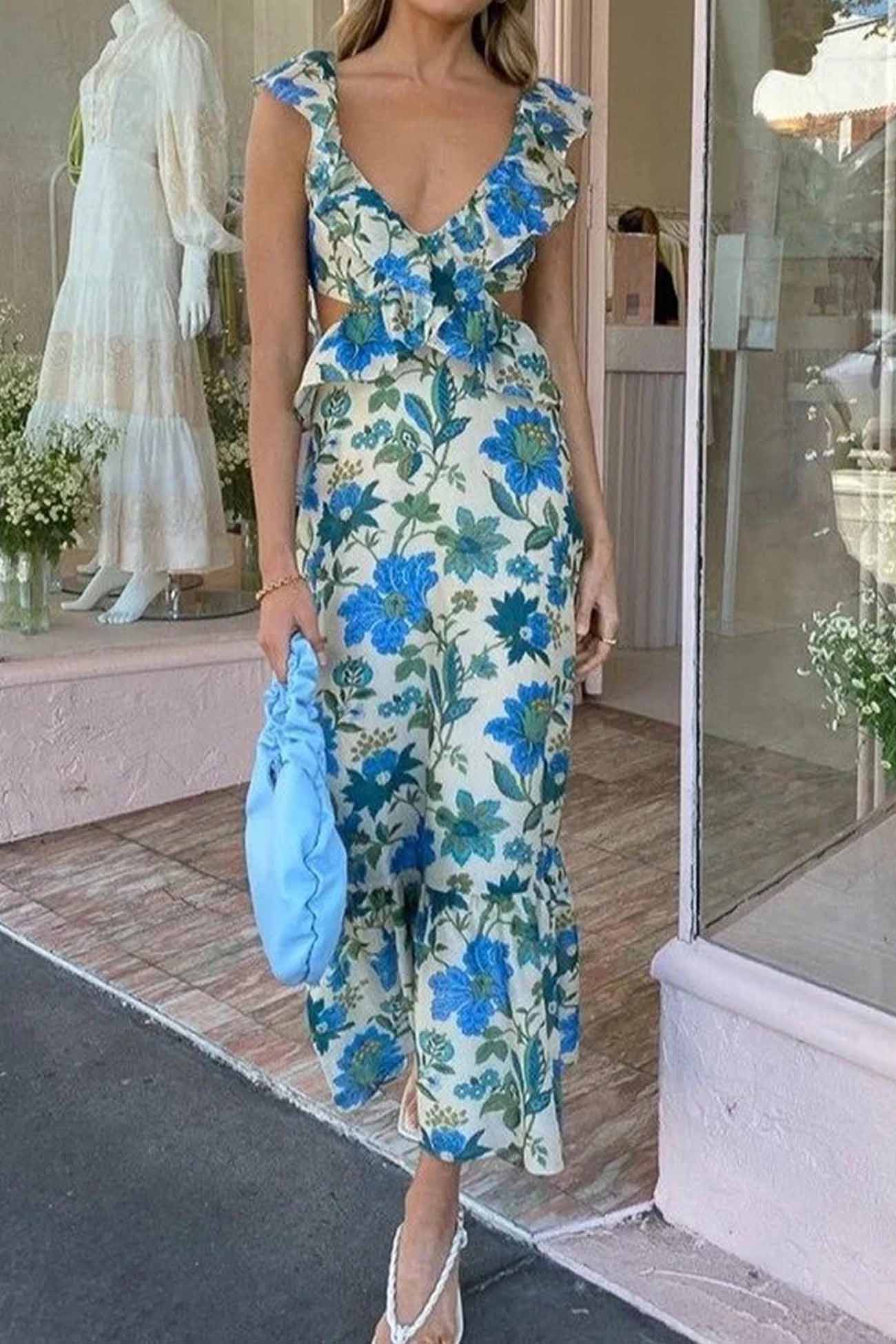 Rosavelle Ruffle Strap Summer Maxi Dress
