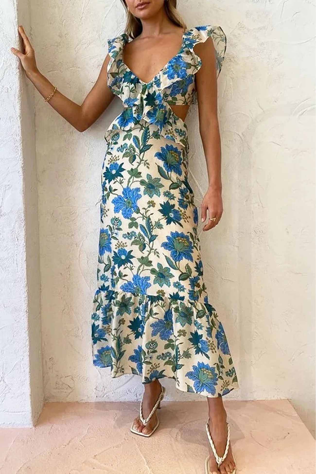 Rosavelle Ruffle Strap Summer Maxi Dress