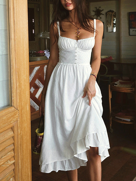 Ruffle Hem Cami Plain Midi Dress 4