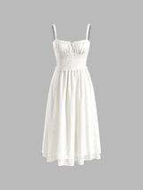 Ruffle Hem Cami Plain Midi Dress 5