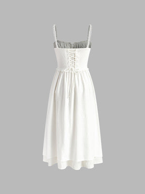 Ruffle Hem Cami Plain Midi Dress 6