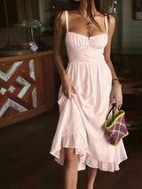 Ruffle Hem Cami Plain Midi Dress 9