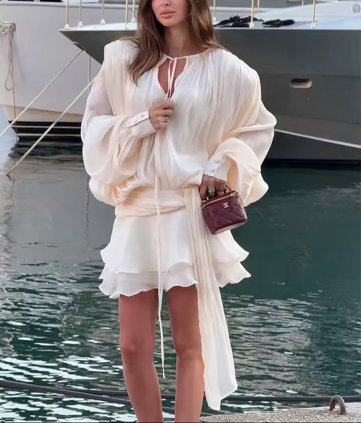 Soft Textured Ruffle Mini Dress