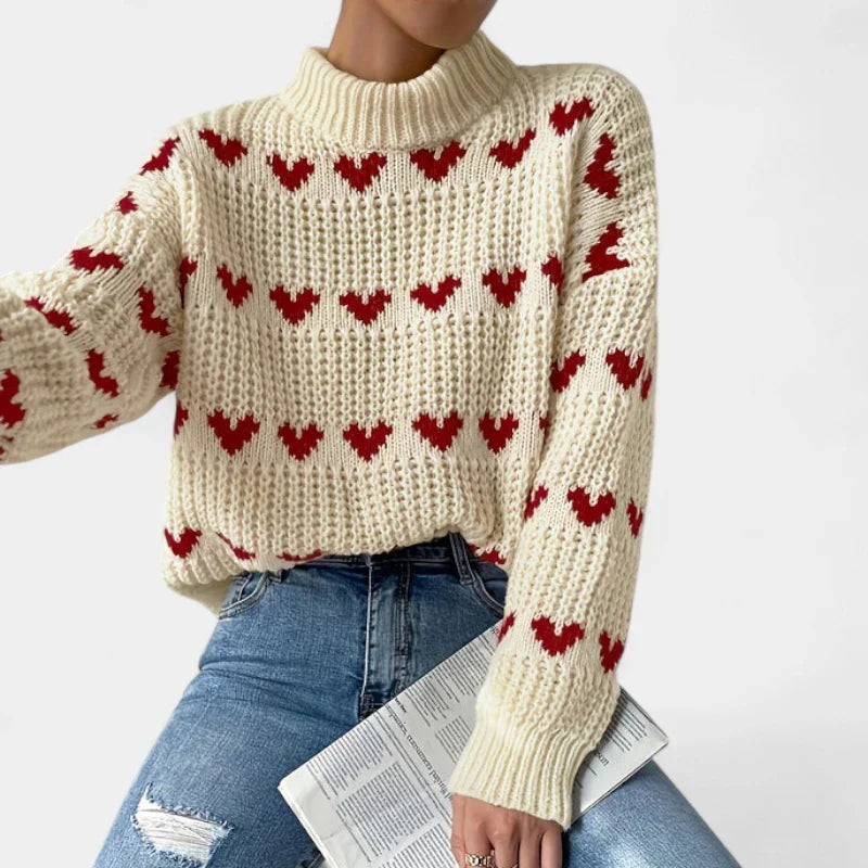 Saskia Heart Motif Chunky Knit Jumper