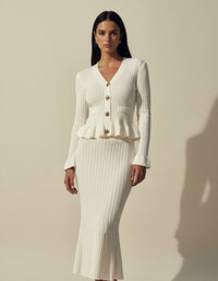 Seraphina Elegant Ribbed Knit Skirt Set