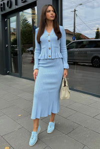 Seraphina Elegant Ribbed Knit Skirt Set
