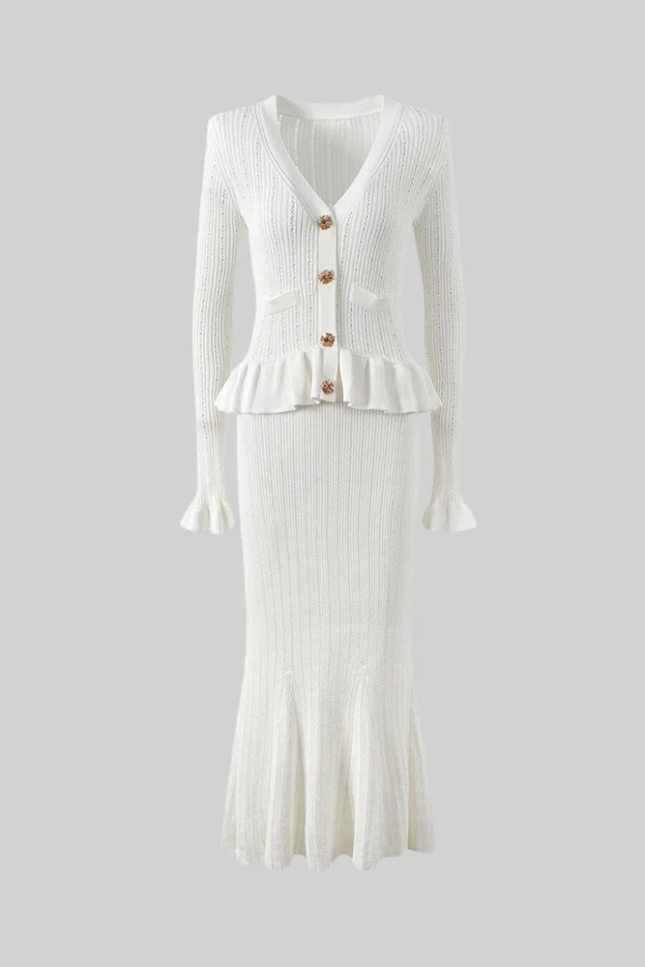 Seraphina Elegant Ribbed Knit Skirt Set