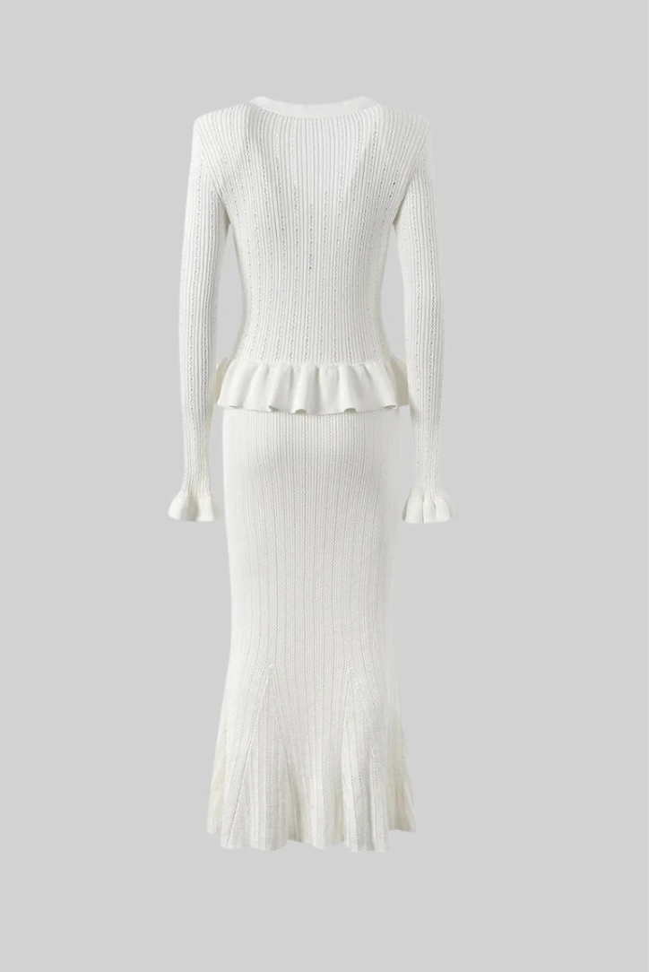 Seraphina Elegant Ribbed Knit Skirt Set
