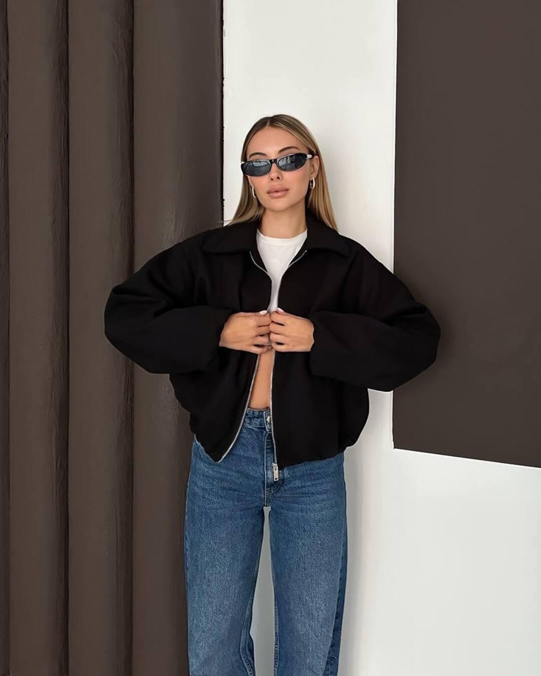 Vespera Puffed Zip-Up Bomber Jacket