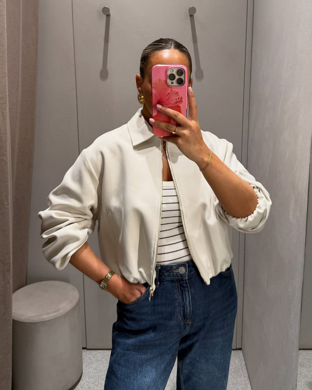 Vespera Puffed Zip-Up Bomber Jacket