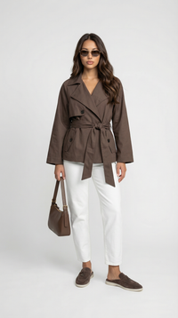 Seraphine Short Wrap Belted Trench Jacket