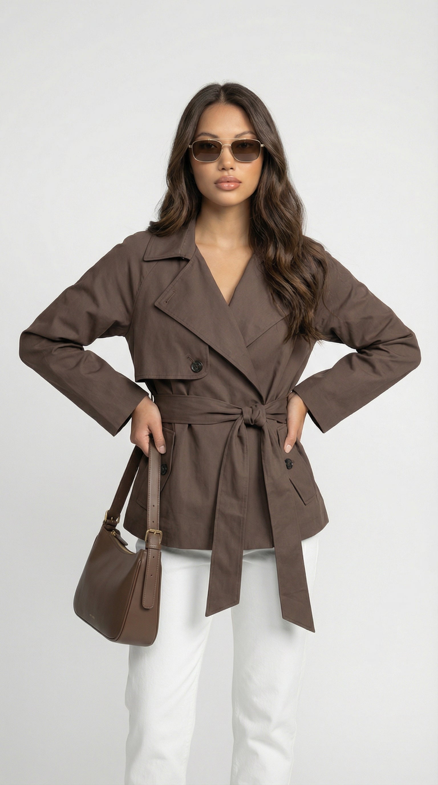 Seraphine Short Wrap Belted Trench Jacket
