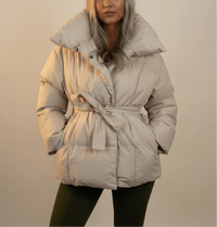Serena Belted High-Collar Winter Puffer Jacket