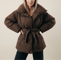 Serena Belted High-Collar Winter Puffer Jacket