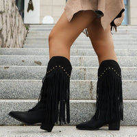 Serena Fringe Mid-Calf Western Boots