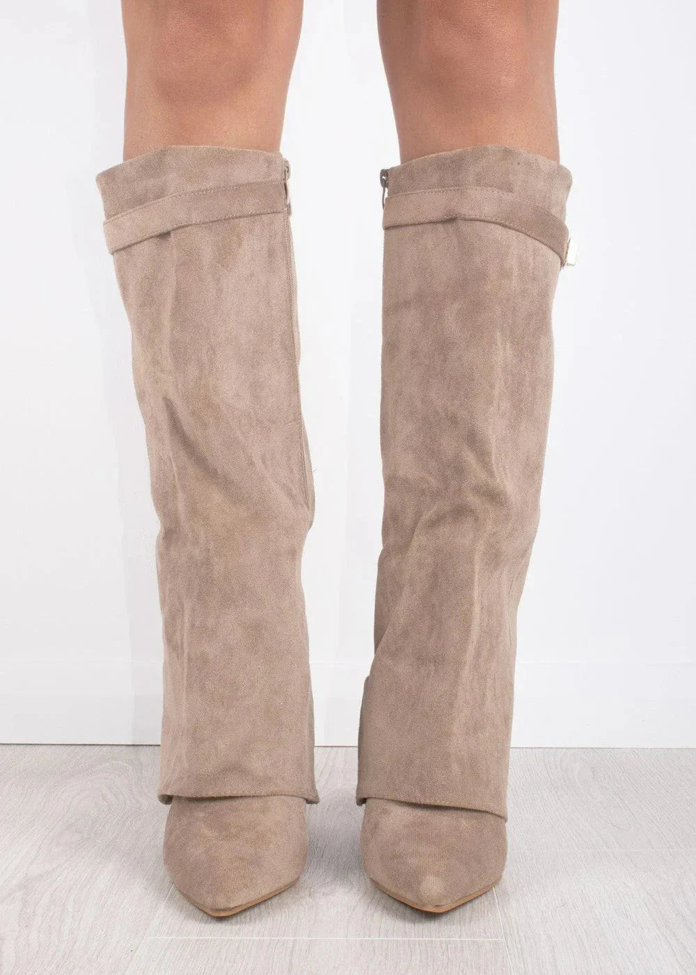 Serena Lock Detail Slouchy Faux Suede Knee High Boots