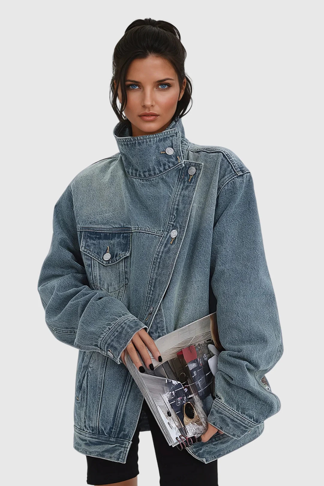 Serena Oversized Asymmetric Denim Jacket