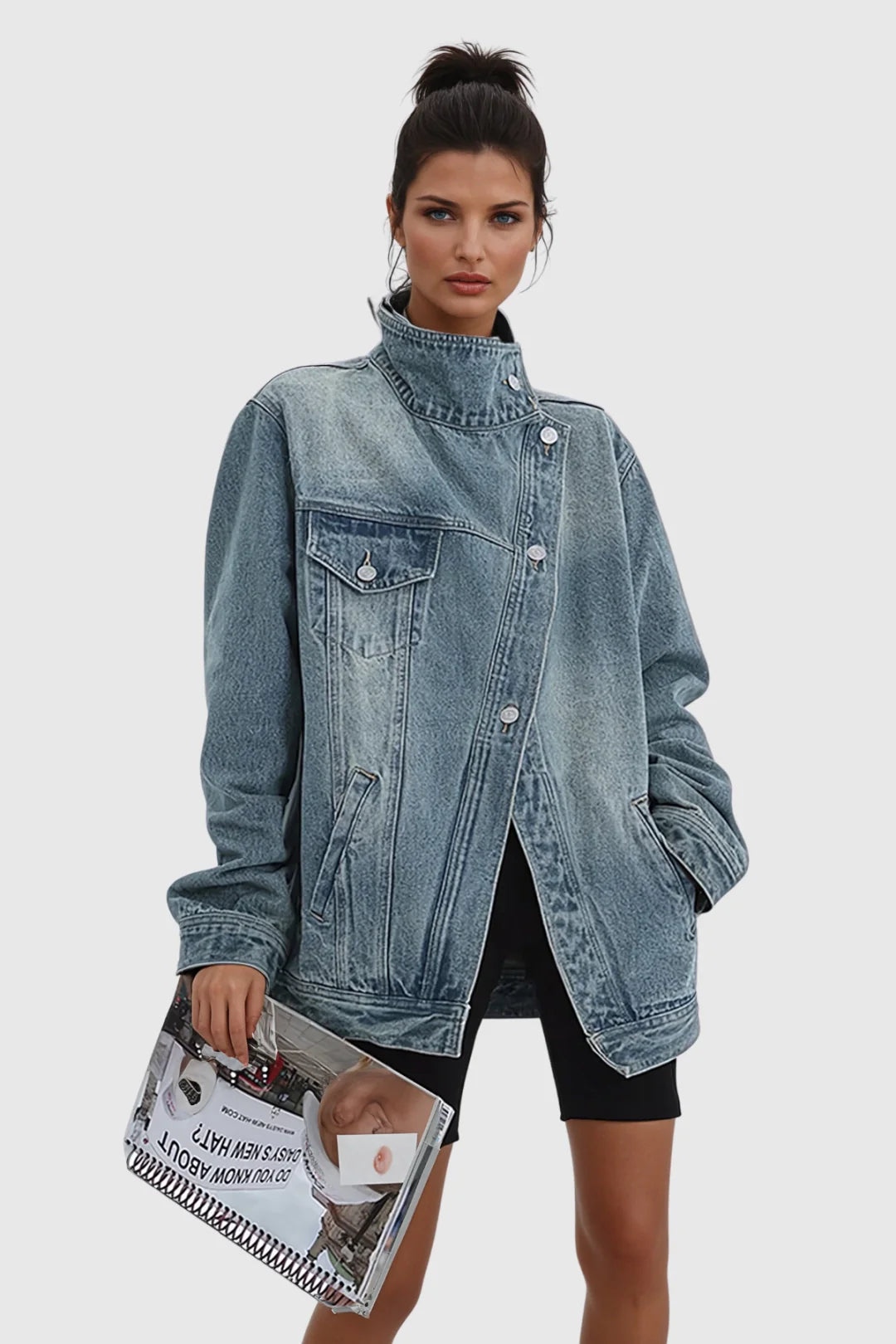 Serena Oversized Asymmetric Denim Jacket