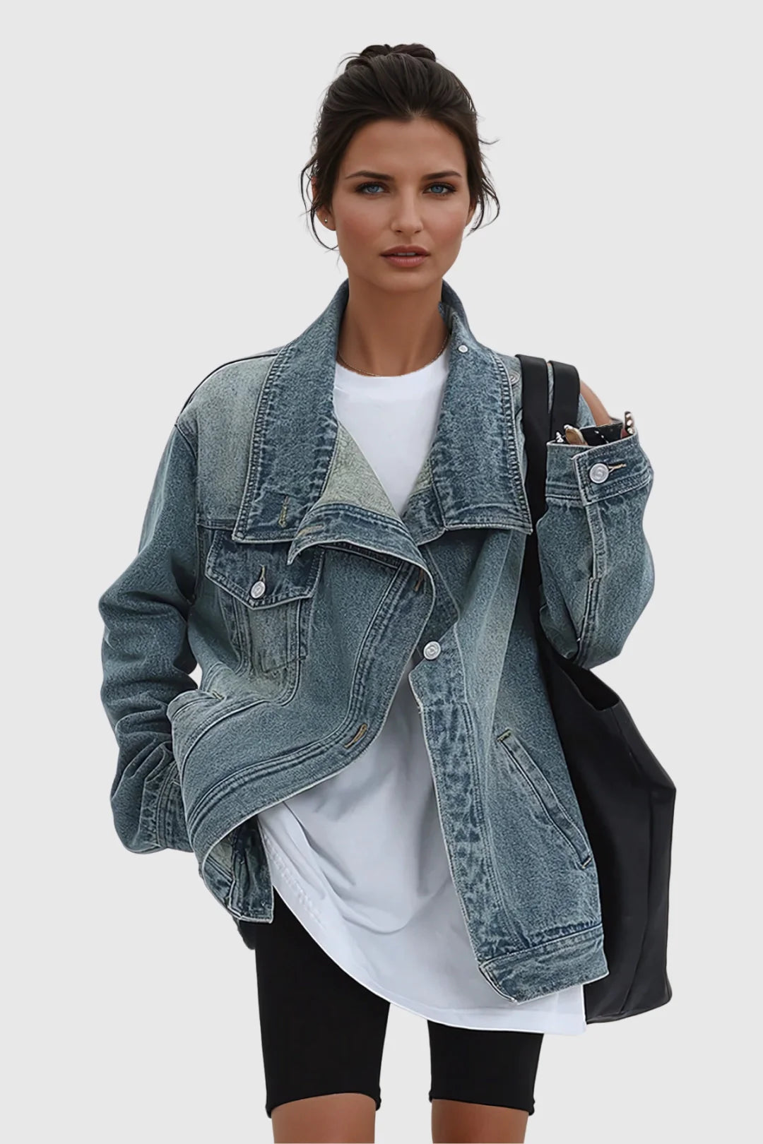 Serena Oversized Asymmetric Denim Jacket