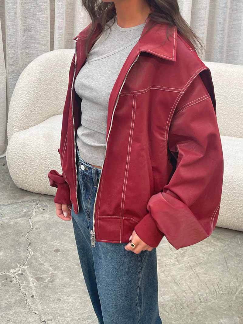 Serena Oversized Zip Up Bomber Jacket