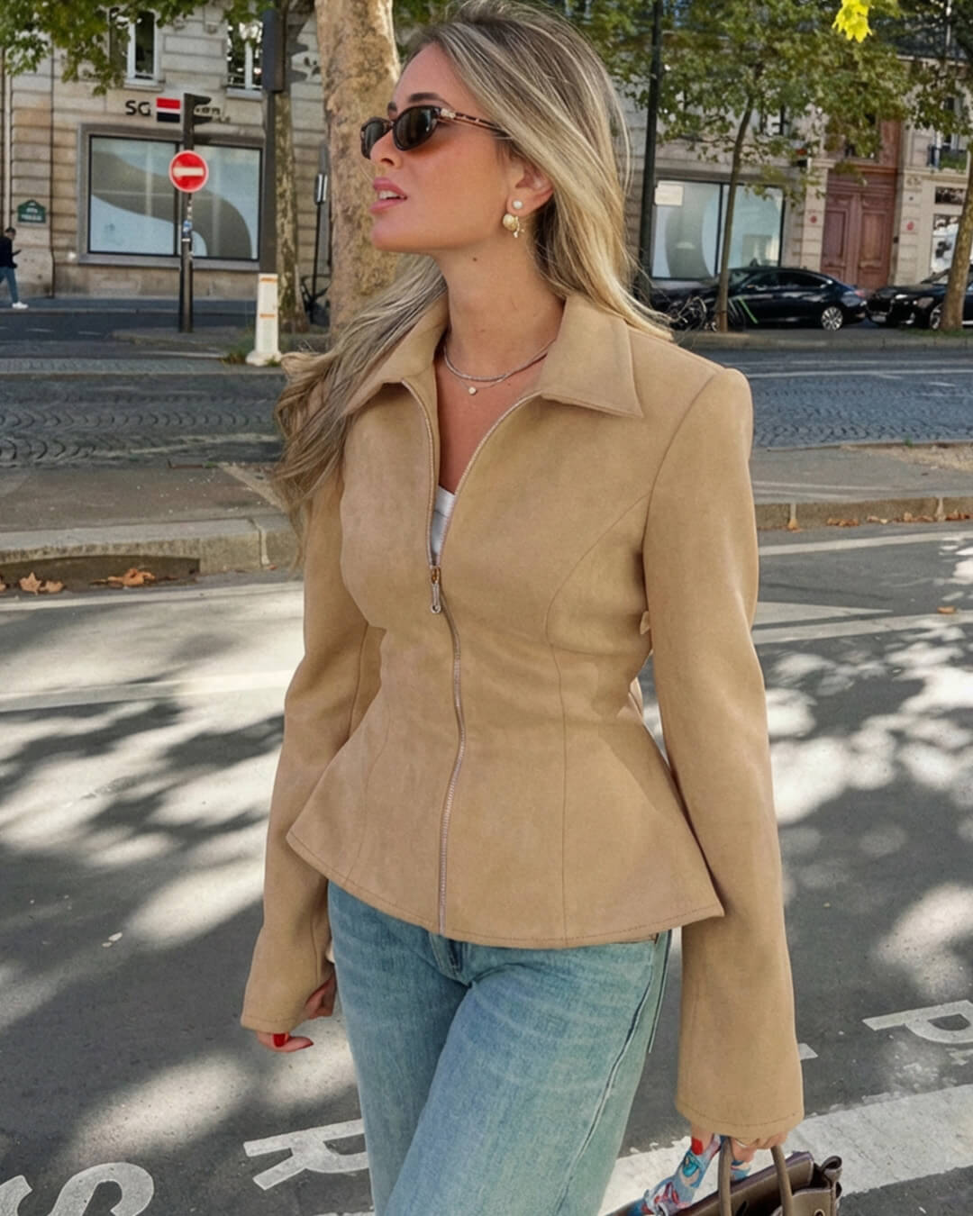 Serena Tailored Faux Suede Zip Jacket