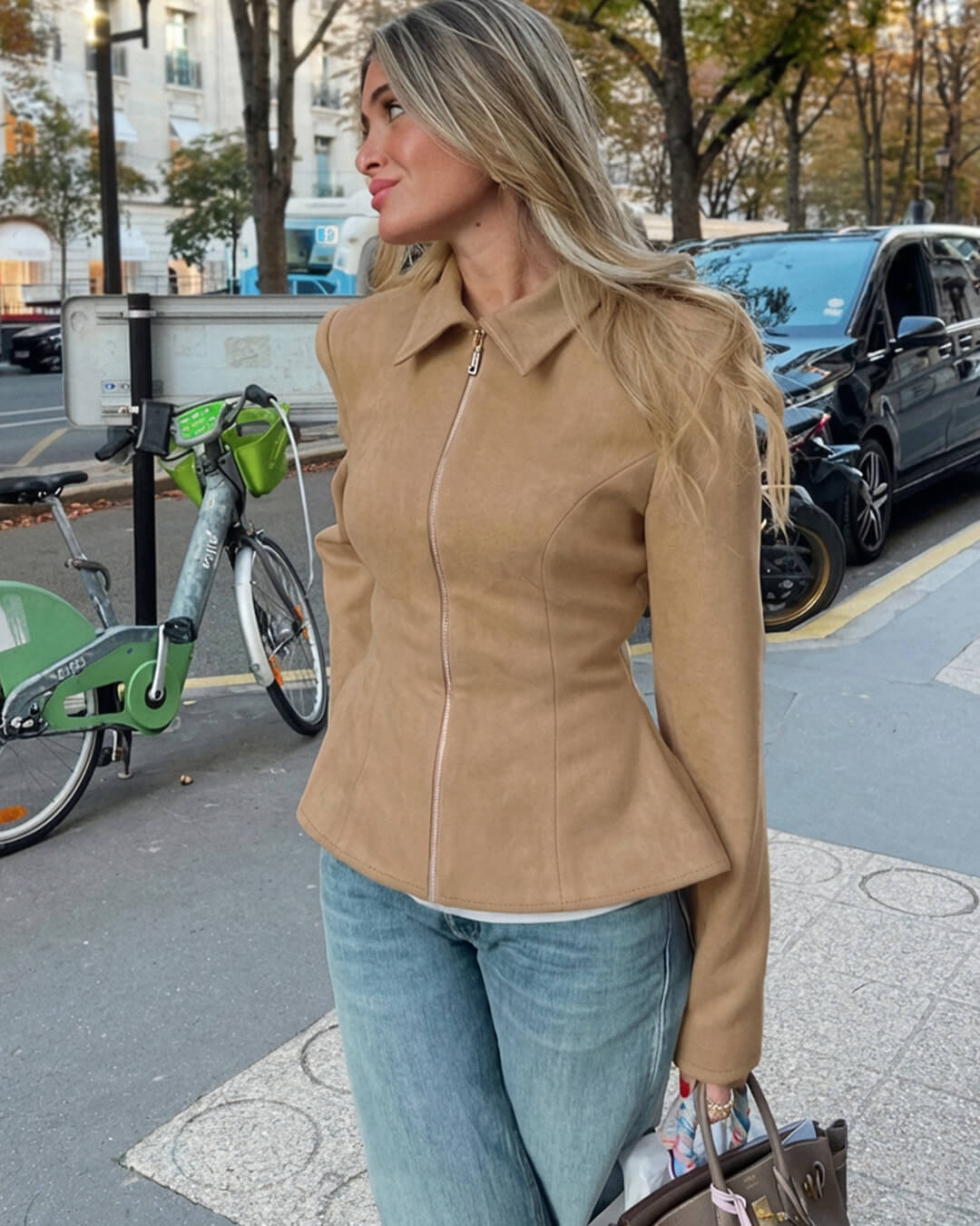 Serena Tailored Faux Suede Zip Jacket