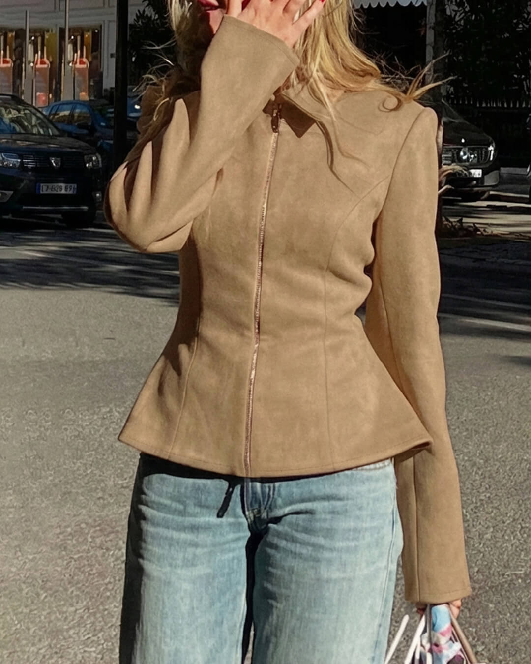 Serena Tailored Faux Suede Zip Jacket